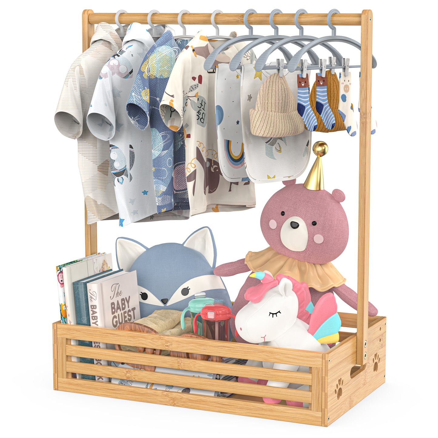 Bamboo Pets Clothes Rack with Storage Box