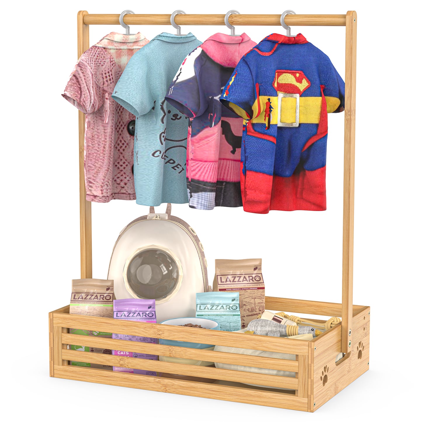 Bamboo Pets Clothes Rack with Storage Box