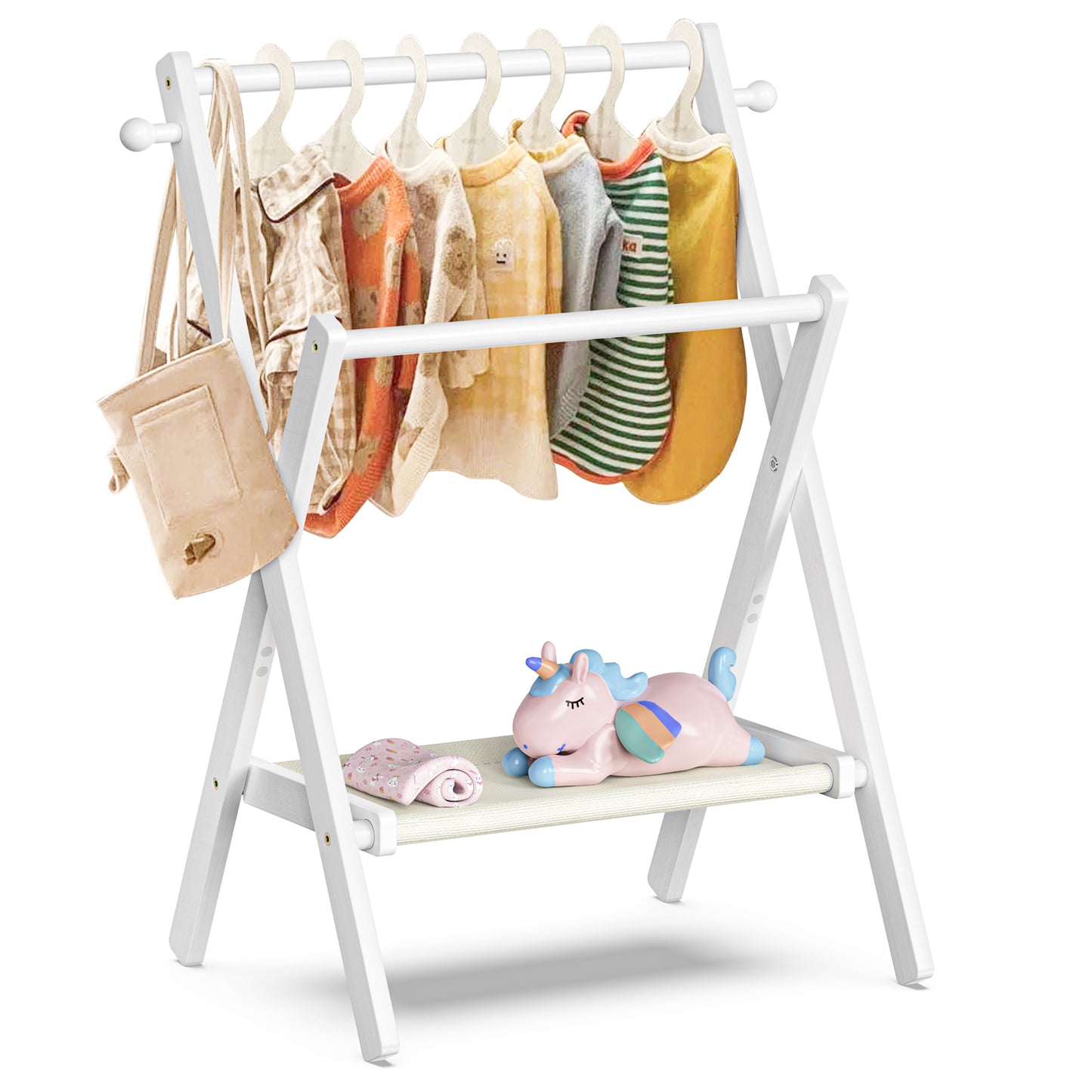 Baby & Pet Clothes Rack with Storage Shelf (White)