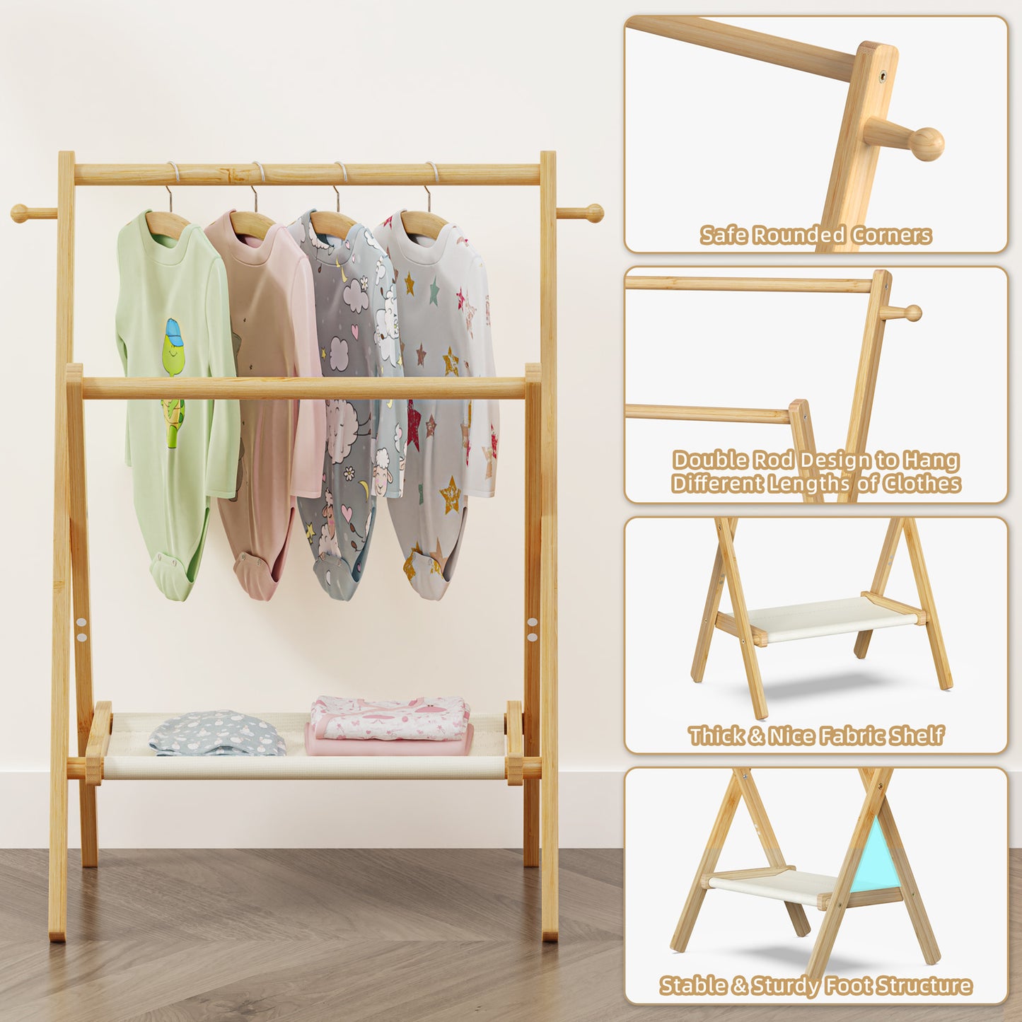 Baby & Pet Clothes Rack with Storage Shelf