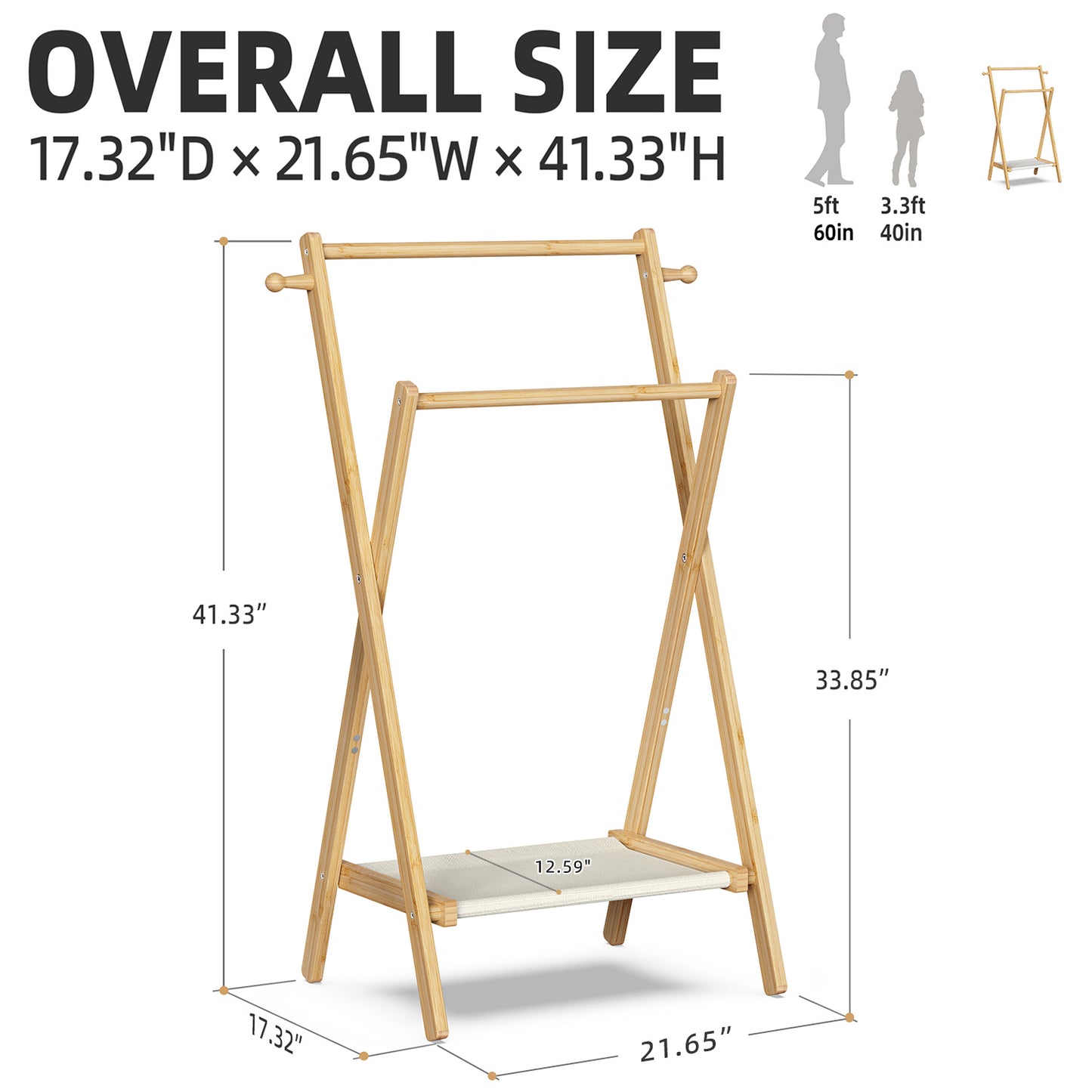 Kids Clothing Rack, Small Dress Up Rack with Storage Shelf & Double Hanging Rods (S)