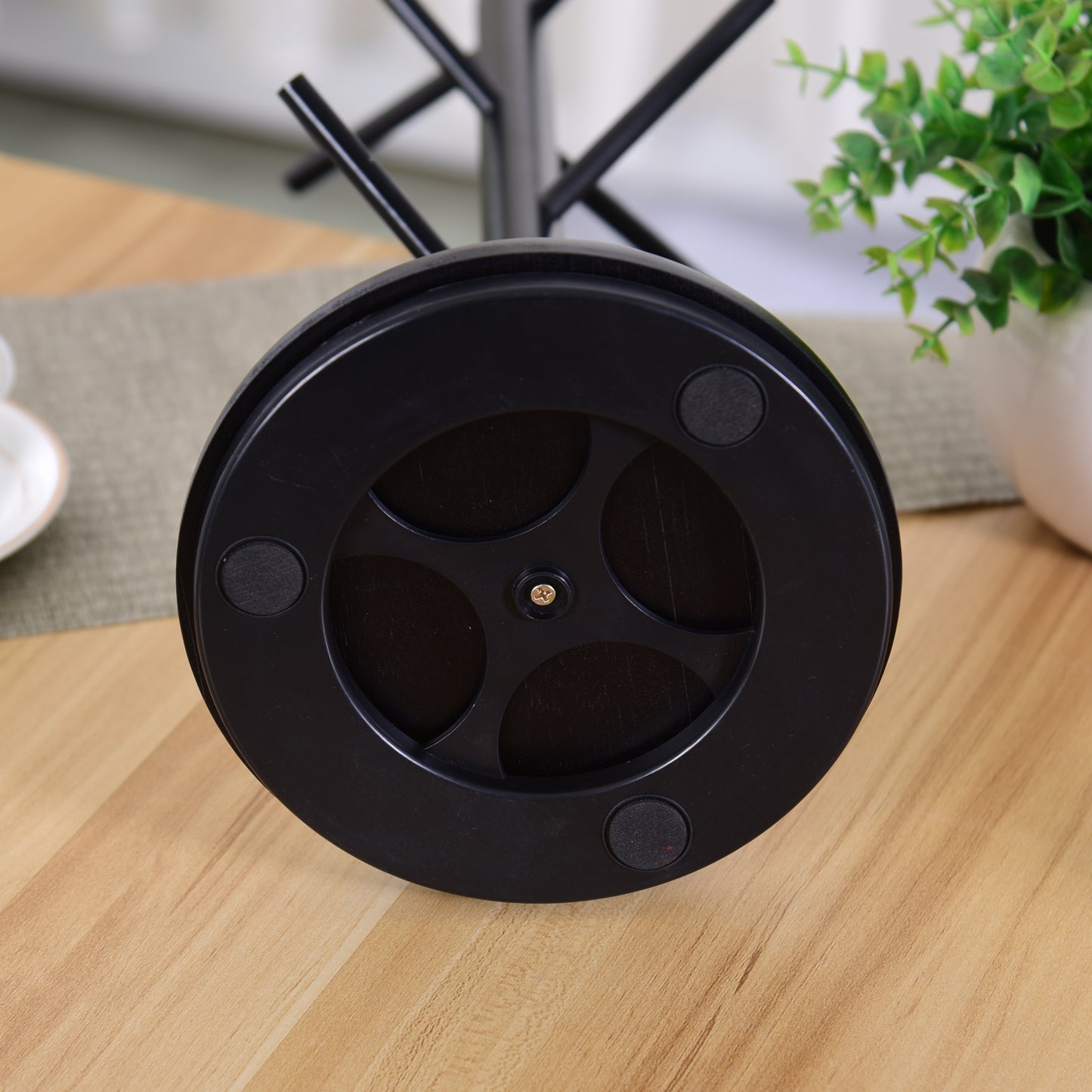 8 Hooks Bamboo Coffee Mug Tree Rotating Coffee Cup Holder (Black)