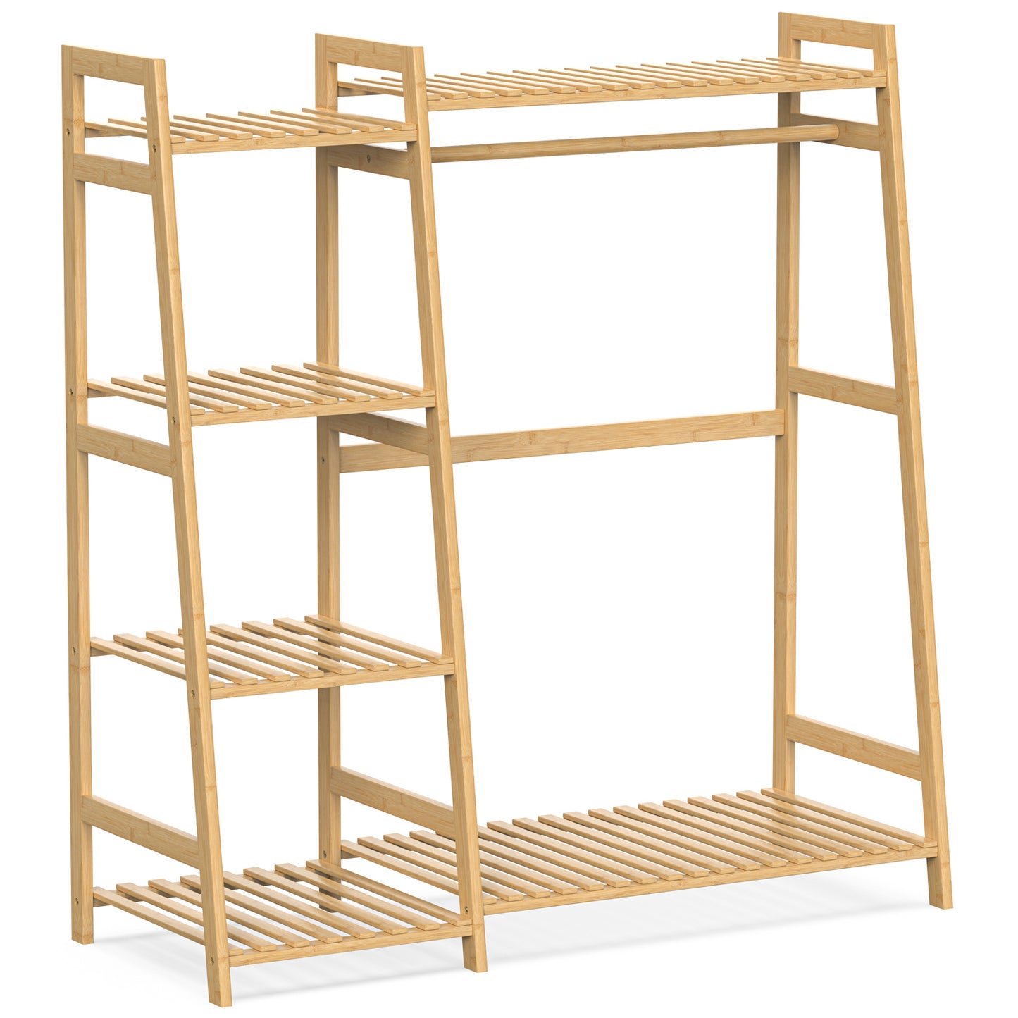 Bamboo Clothes Garment Rack with Shelves